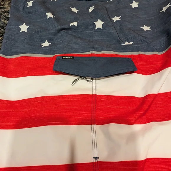 O'Neill Red, White, and Blue Star Swim Shorts - Picture 5 of 7